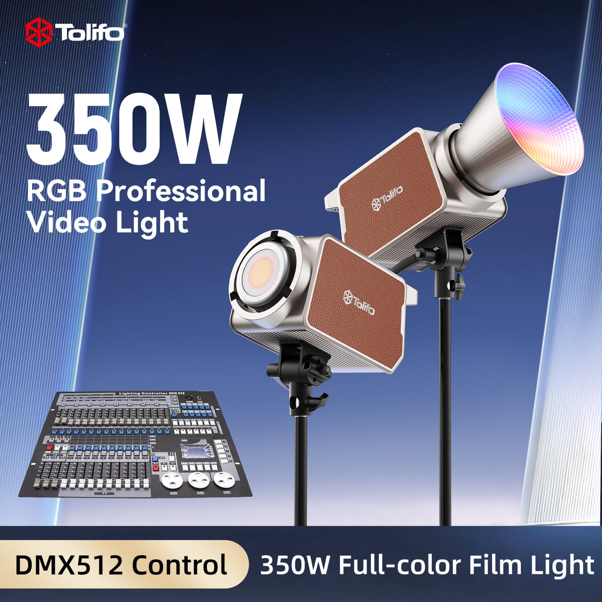 Tolifo PL-350RGB 350W Studio RGB COB LED Light for Film & Broadcasting