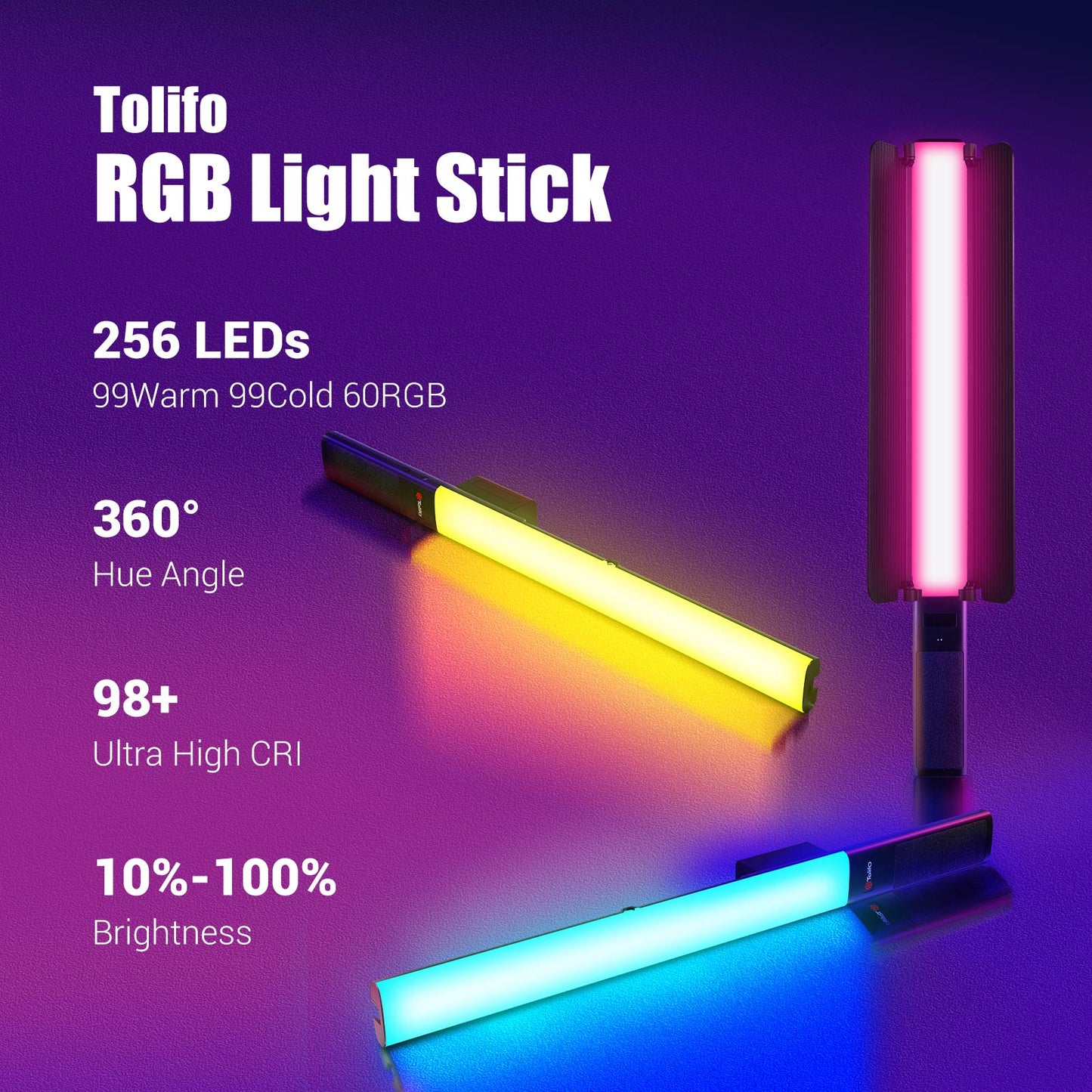 Tolifo ST-20RGB Stick Light LED RGB Tube Video Photography Studio Production 20W Battery Powered Handheld Wand Light