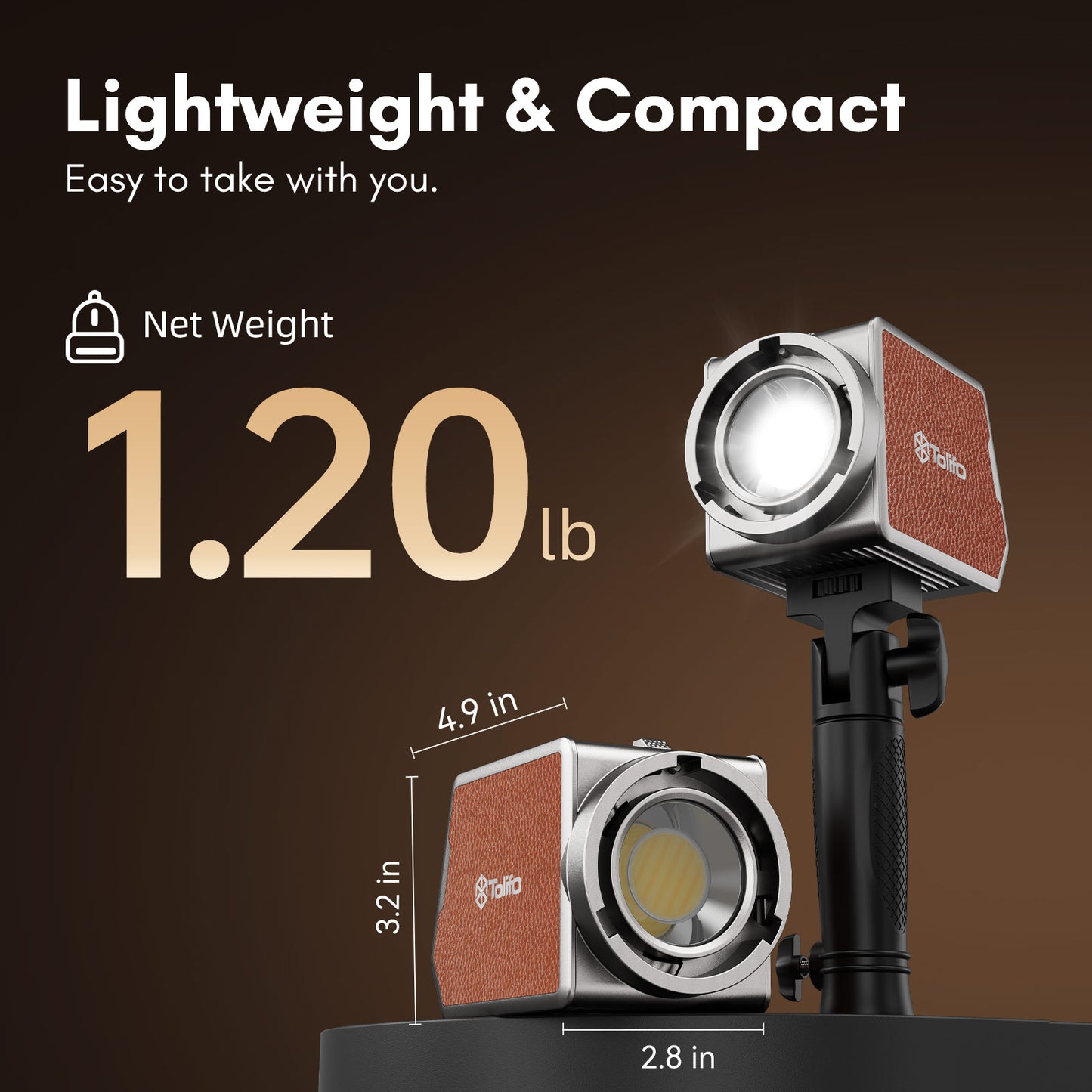 Tolifo PL-60B 60W Rechargeable PalmLED Video Light 2700-6500K Continuous Lighting