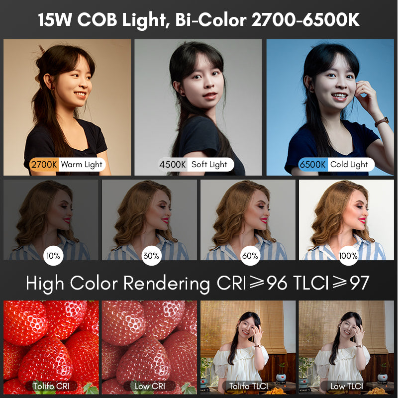 Tolifo PL-15B Portable 15W Bi-Color Pocket LED Light