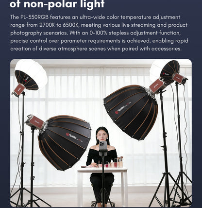 Tolifo PL-350RGB 350W Studio RGB COB LED Light for Film & Broadcasting