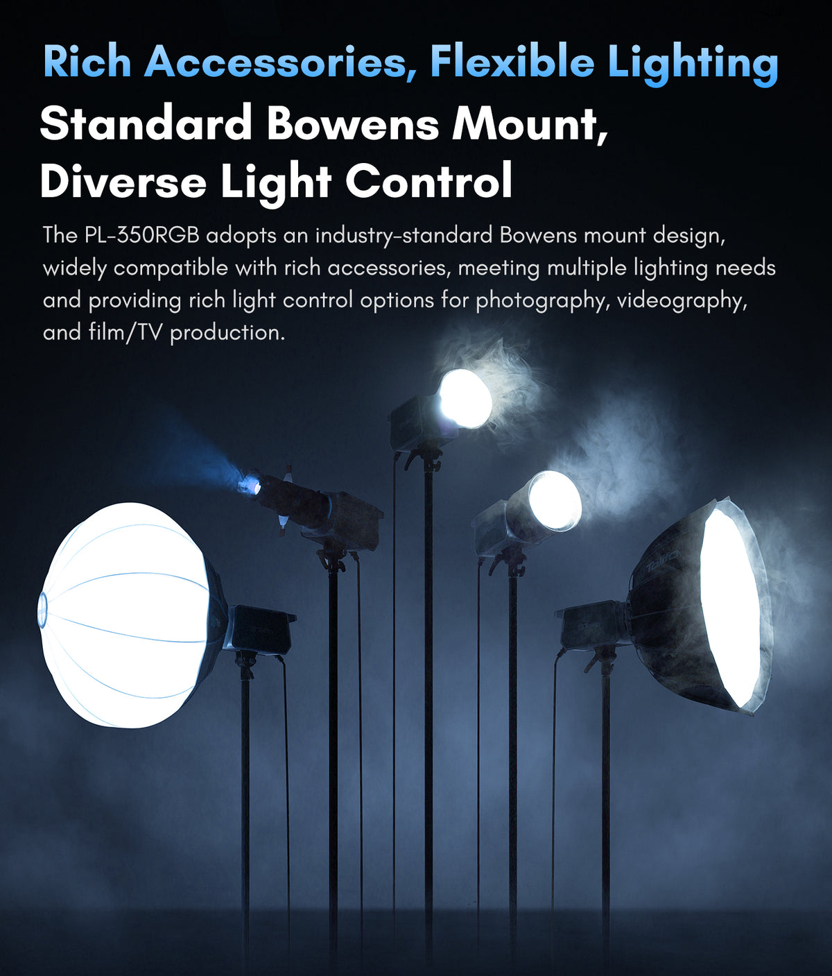 Tolifo PL-350RGB 350W Studio RGB COB LED Light for Film & Broadcasting