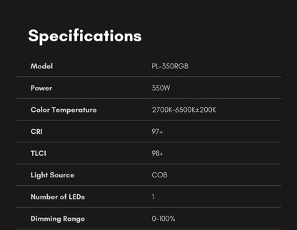 Tolifo PL-350RGB 350W Studio RGB COB LED Light for Film & Broadcasting
