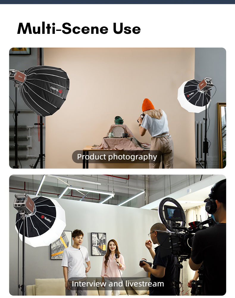 Tolifo PL-550B Professional 550W LED Video Light – Bi-Color 2700-6500K, CRI 96, Ultra Bright, DMX & App Control, Bowens Mount