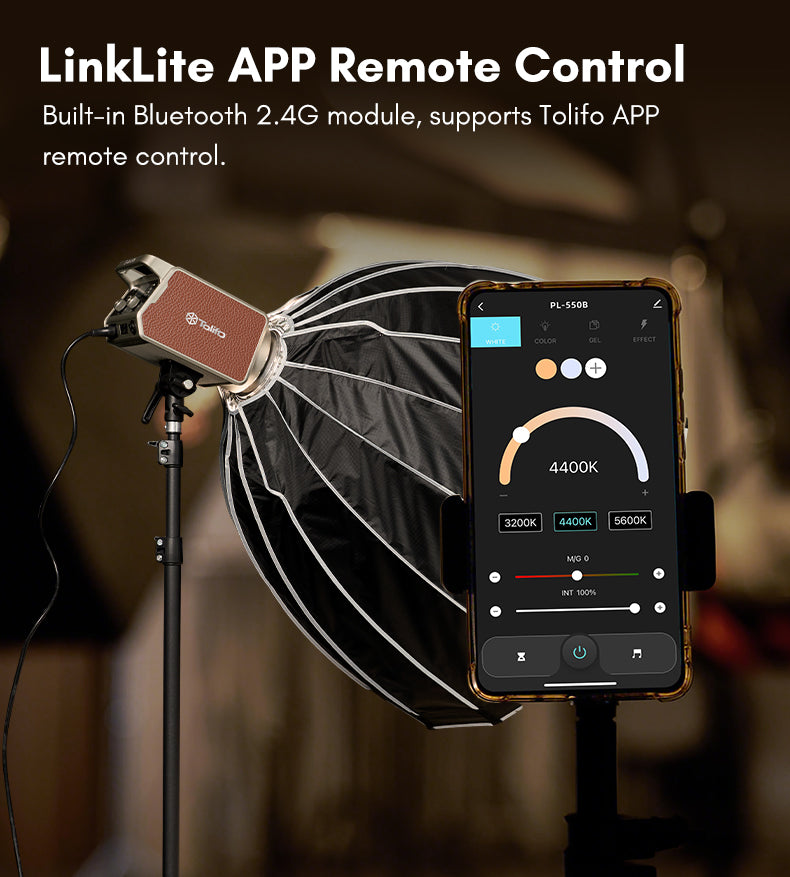 Tolifo PL-550B Professional 550W LED Video Light – Bi-Color 2700-6500K, CRI 96, Ultra Bright, DMX & App Control, Bowens Mount