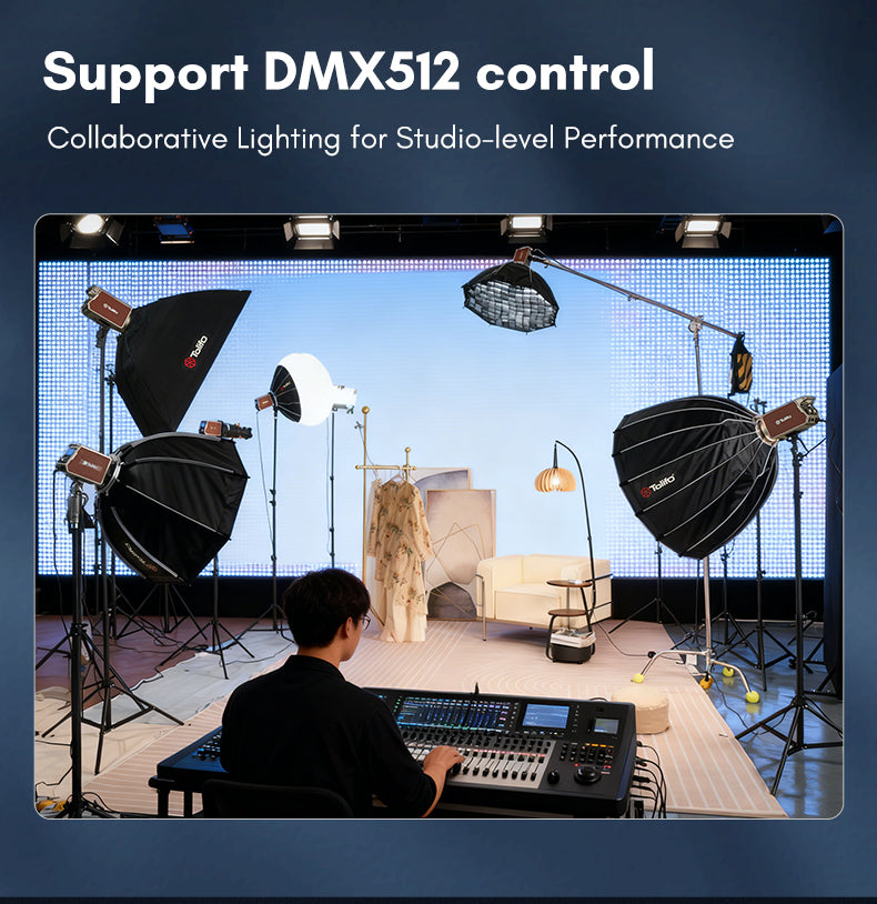 Tolifo PL-550B Professional 550W LED Video Light – Bi-Color 2700-6500K, CRI 96, Ultra Bright, DMX & App Control, Bowens Mount