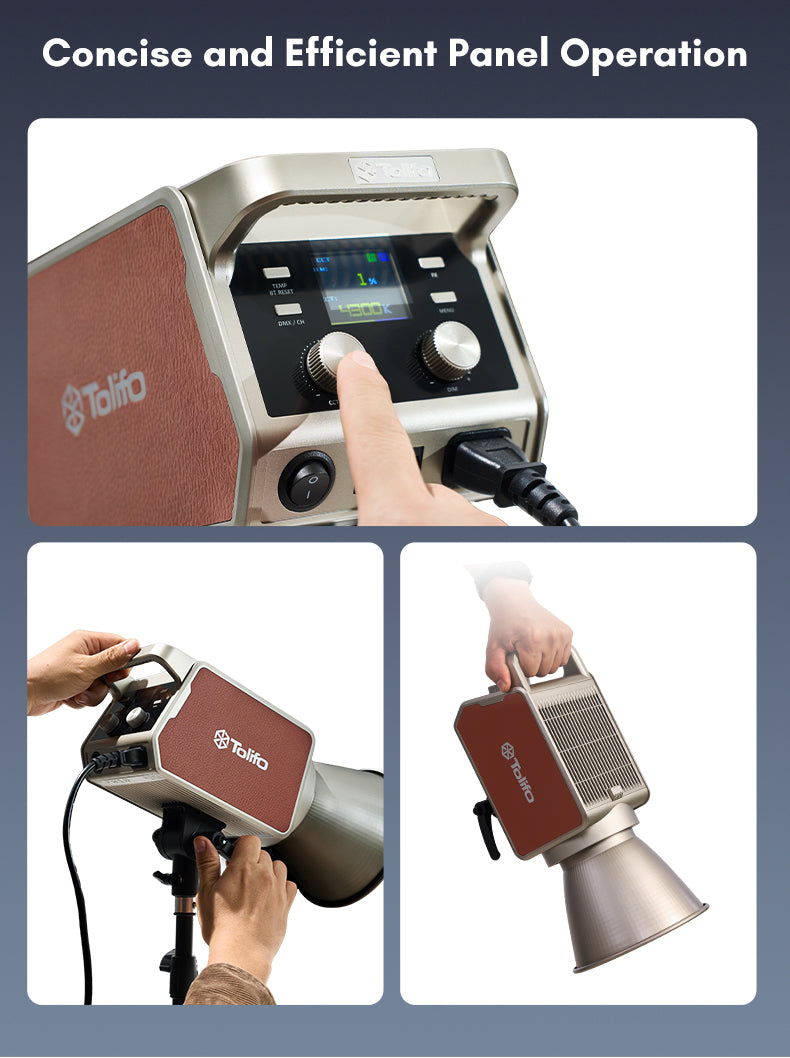 Tolifo PL-550B Professional 550W LED Video Light – Bi-Color 2700-6500K, CRI 96, Ultra Bright, DMX & App Control, Bowens Mount